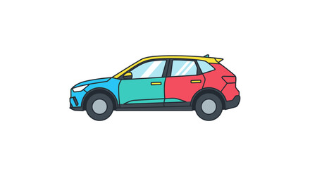 Naklejka premium Colorful car with different panels.