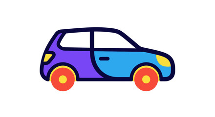 Naklejka premium Colorful cartoon car side view.