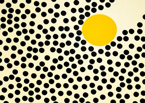 Large yellow circle standing out among black dots