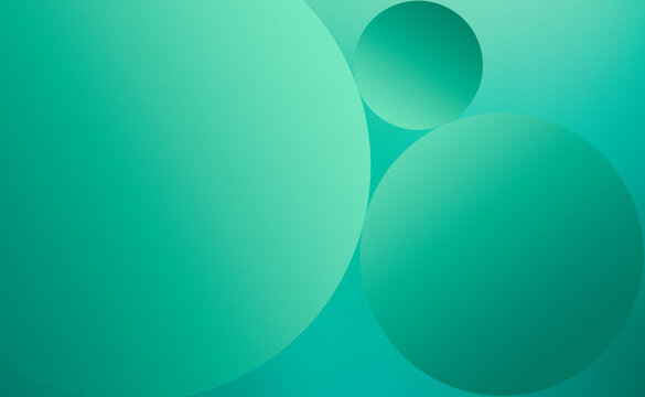 Abstract green spheres overlapping in a balanced geometric background