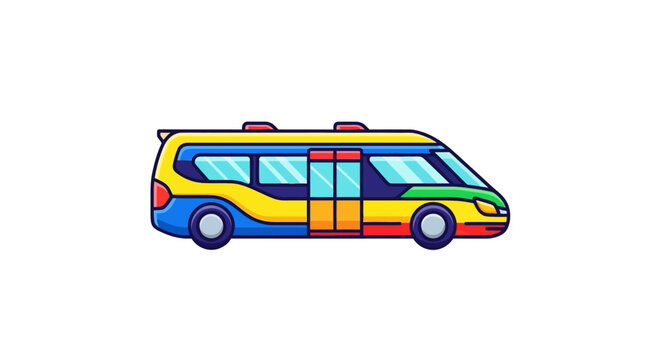 Colorful cartoon mini bus vehicle.