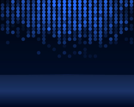 Abstract dark blue background with glowing vertical light dots and particles falling down in a modern digital tech pattern design