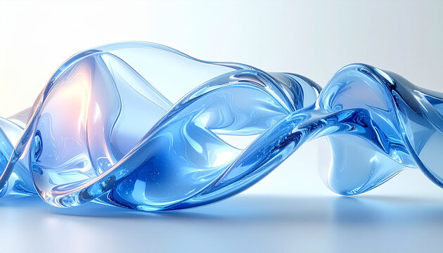 Abstract liquid glass background with smooth transparent flowing shapes