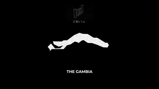 The Gambia technology map with animated charts, graphs, statistics, and analytics showcasing economy, infrastructure, innovation, population, trade, energy, and national development