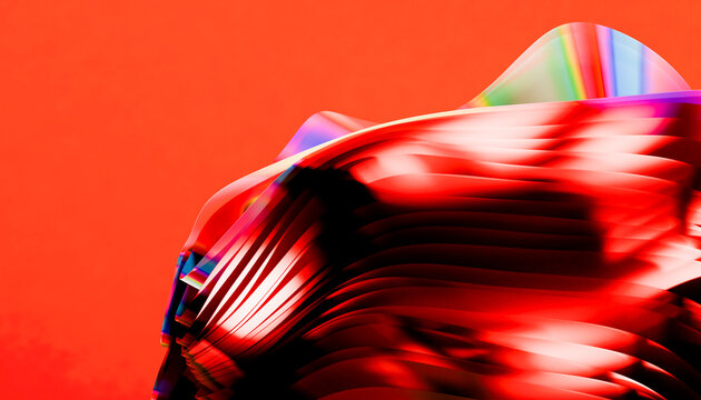 Futuristic red abstract 3d wave background with copy space