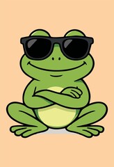 Fototapeta premium Happy Little Frog Character in Minimal Vector Illustration Style