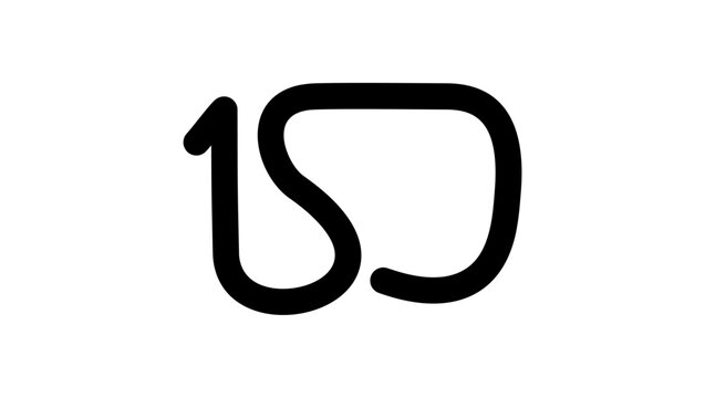 number 150 line art, black isolated vector silhouette