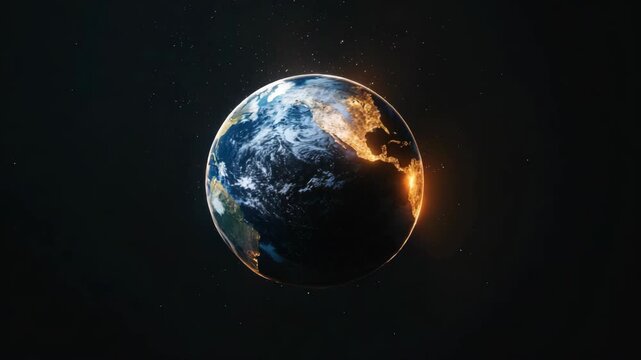 showing the Earth in a state of distress with smoke and flames.