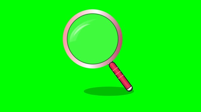 Animated Magnifying Glass Icon with Green Screen Background.