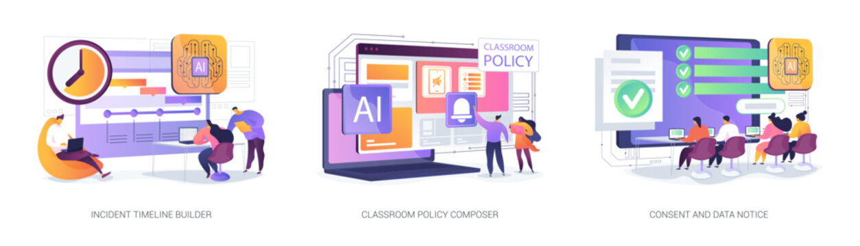 Adaptive Multiplatform Learning Tools abstract concept vector illustrations.