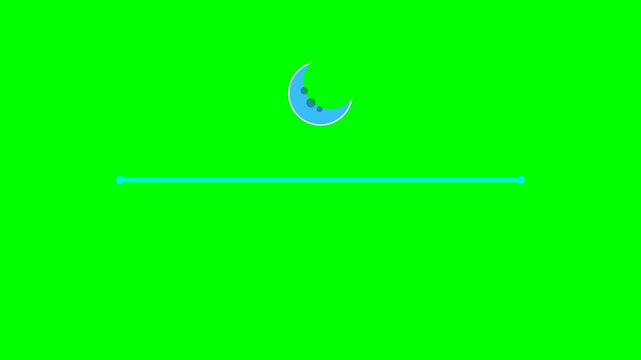 Animated Day and Night Cycle Icon with Loading Bar on Green Screen.
