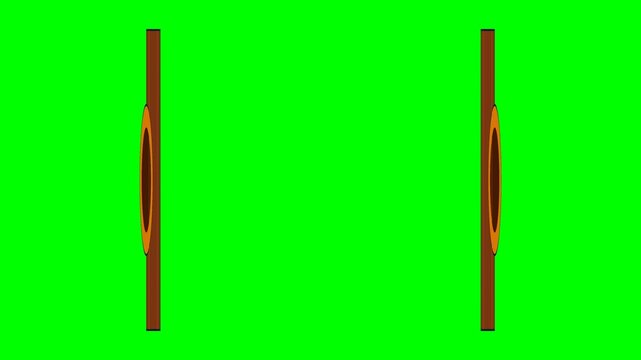 Animated 3D Wooden Door Opening and Closing Sequence on Green Screen.