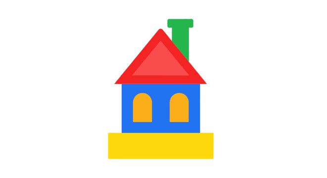 Colorful Little House Icon Illustration.
