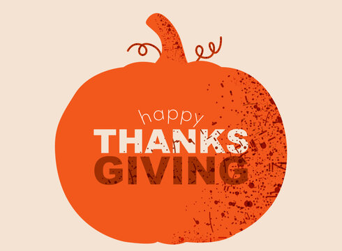 Happy Thanksgiving card. Modern vector illustration with pumpkin.