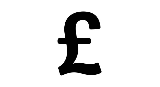 Vector illustration of black british pound sterling currency symbol on a transparent background