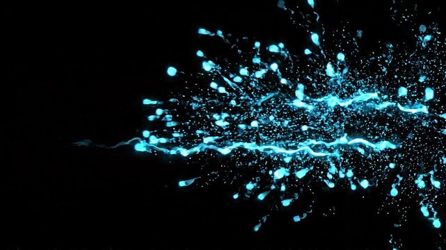Blue energy streak dash and glowing particles explosion effect