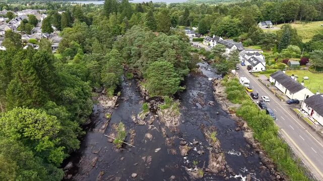 The Falls of Dochart, in the village of Killin in central Scotland.