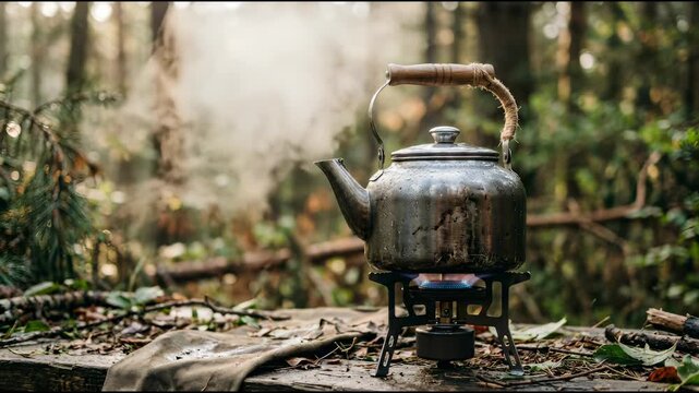 Forest Camping Kettle Boiling Water