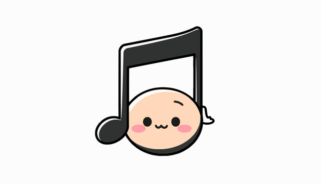 Cute blushing music note with a happy kawaii face