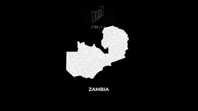 Zambia technology map with animated charts, graphs, statistics, and analytics showcasing economy, infrastructure, innovation, population, trade, energy, and national development