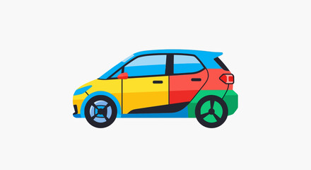 Obraz premium Colorful Small Electric Car Vehicle.