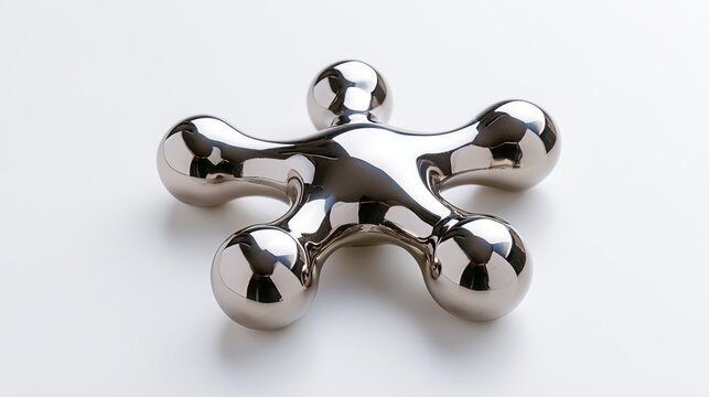 Modern metallic connector hub featuring multi-branched design on smooth surface