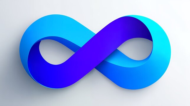 3d blue and purple gradient infinity symbol icon loop mobius strip loop concept for technology metaverse business modern logo