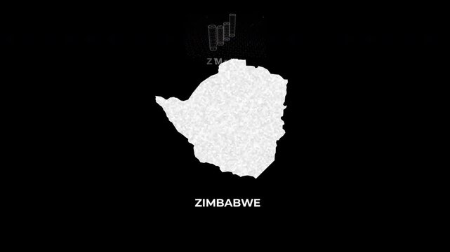 Zimbabwe technology map with animated charts, graphs, statistics, and analytics showcasing economy, infrastructure, innovation, population, trade, energy, and national development