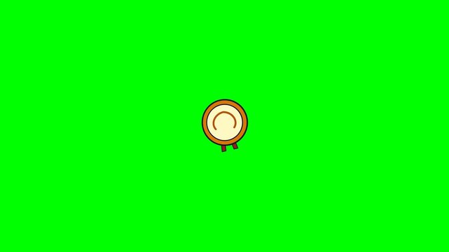 Animated Cartoon Clock Icon Rotating on Green Screen Background.