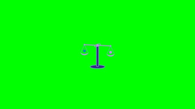 Animated Scales of Justice Icon Isolated on Green Screen Background.