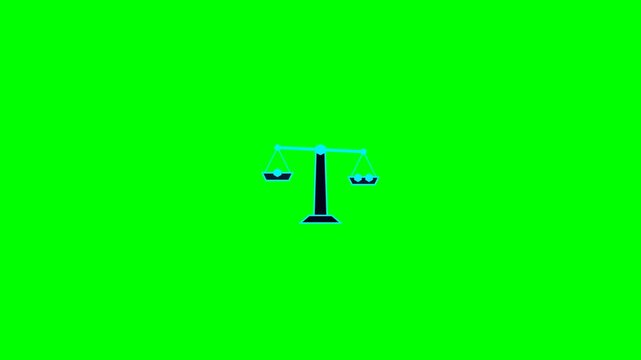 Animated Scales of Justice Icon on Green Screen Background.