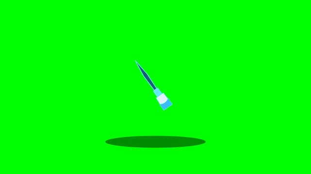 Animated 3D Syringe Injection Icon on Green Screen Background.