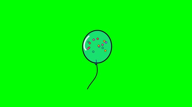 Animated Green Balloon Floating on a Bright Green Screen Background.