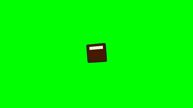 Animated Brown Wallet Icon Rotating on a Green Screen Background.