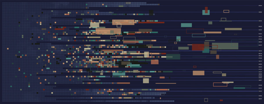 Digital information flow with abstract data blocks vector background
