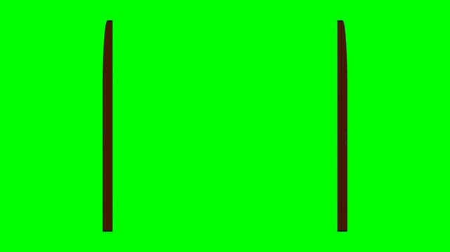 Animated Brown Double Doors Opening and Closing on Green Screen Background.