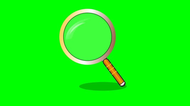 Animated Magnifying Glass Icon with Green Screen Background.