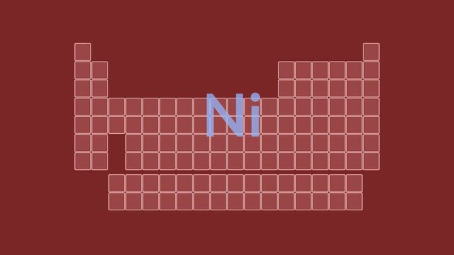 Periodic table of elements - Ni - Nickel chemical element - animated illustration background