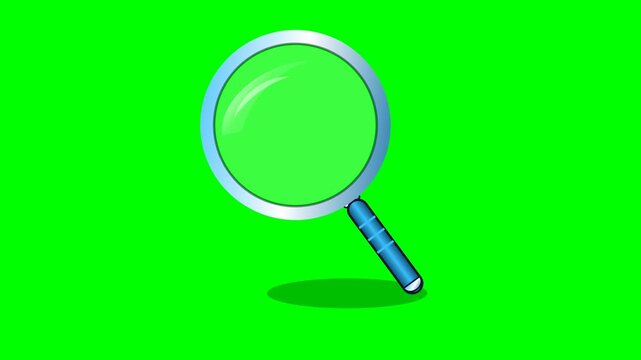 Animated Magnifying Glass Icon with Green Screen Background.