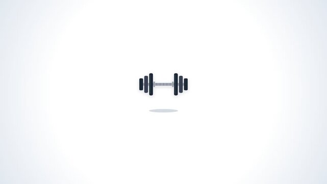 Minimalist Dumbbell Icon Animation on Clean White Background.