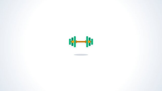 Animated Dumbbell Icon Rotating on White Background for Fitness and Exercise Branding.