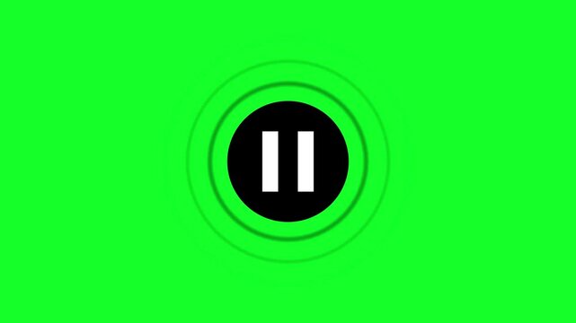 Minimal Pause Button Animation with Ripple Effect, Modern Media Icon, Clean White Background, Digital Interface Design for Video and Multimedia Content