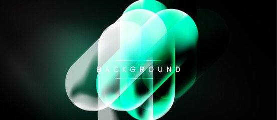 Naklejka premium Abstract fluid shapes, teal hues, dark backdrop. Modern design element, gradient effect, text overlay present. Minimalist aesthetic.