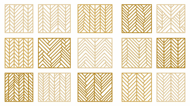 Set of luxury gold herringbone patterns for elegant design backgrounds.