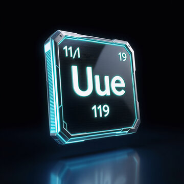 Futuristic Ununennium Periodic Table Tile