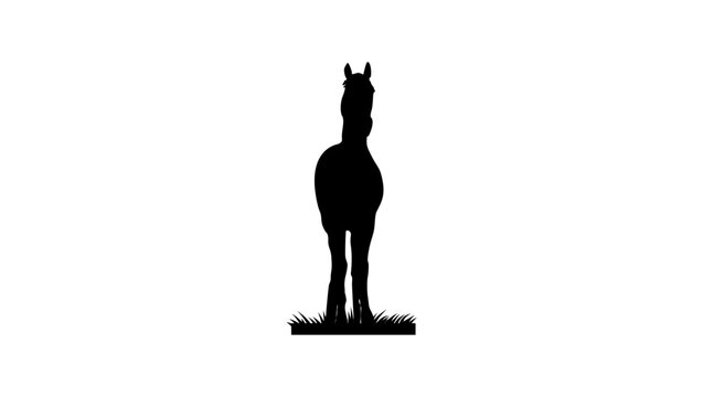 horse front view, black isolated vector silhouette