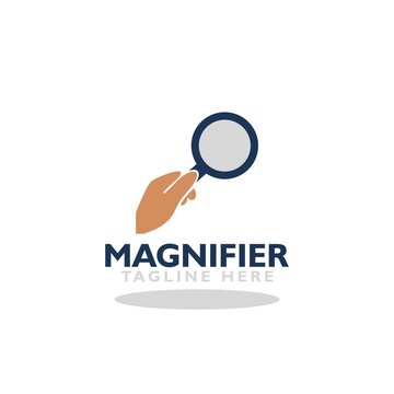 Magnifying glass logo icon with shadow