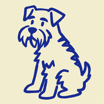 Hand Drawn Schnauzer Dog Sitting Portrait Vector Illustration Design
