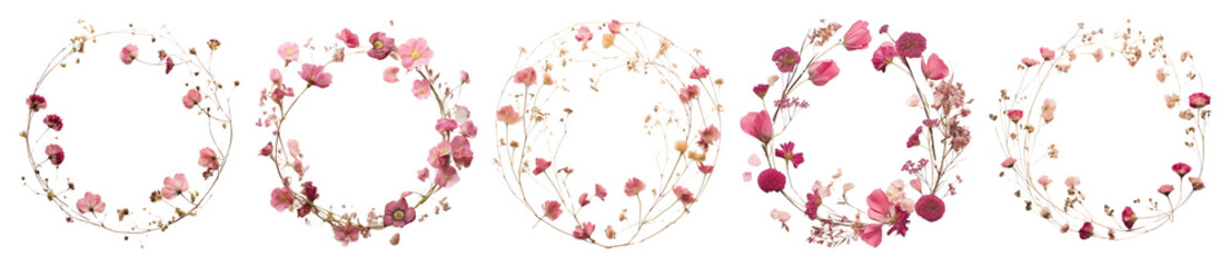 Obraz premium PNG Elegant floral wreaths for decoration on transparent background