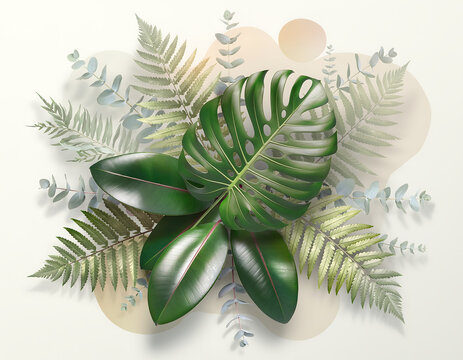 botanical leaf arrangement, botanical leaves, leaf arrangement, tropical foliage, botanical composition, elegant leaf design, organic leaves, nature illustration, minimal botanical art, hand drawn lea